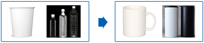 1회용컵 및 생수병-> 머그컵/텀블러/다회용컵 사용 이미지